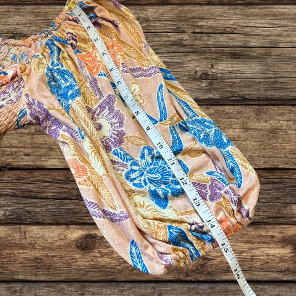 Urban Outfitters Floral Smocked Puff Sleeve Blouse Bohemian Cottagecore Festival - Picture 5 of 12